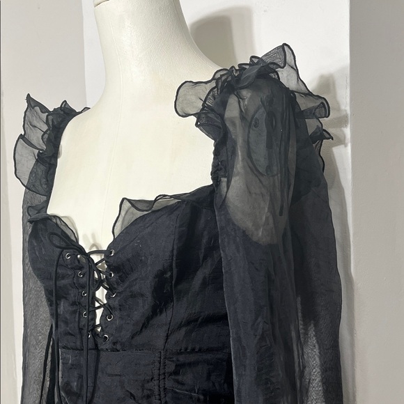 Fashion Nova Black Lace-Up Long Sleeve Dress - Picture 4 of 10